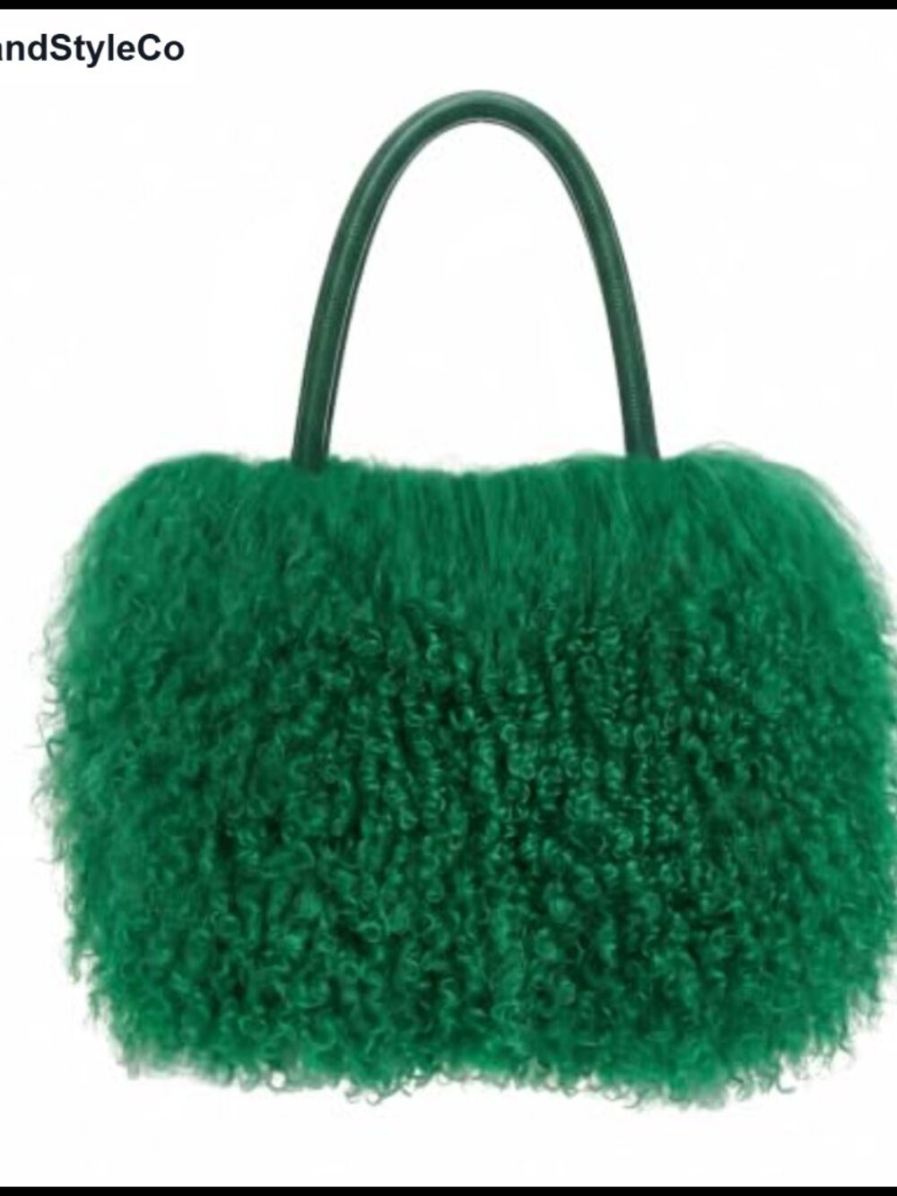 Real Mongolian Lamb Fur Hobo Bag Genuine Leather Handles Button Close